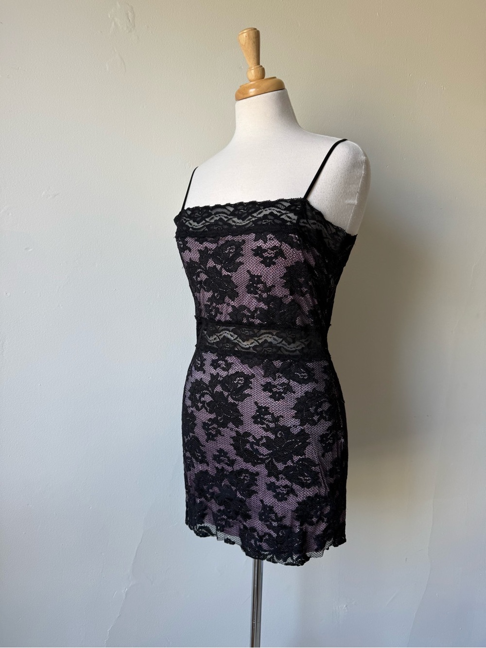 X:S Black Lace Overlay Camisole Top | Y2K Pink & Black Lace Cami | Large